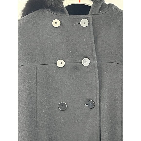 Albert Nipon Petites Wool‎ Coat Fox Fur Hood Trim Size 12P - Picture 7 of 7